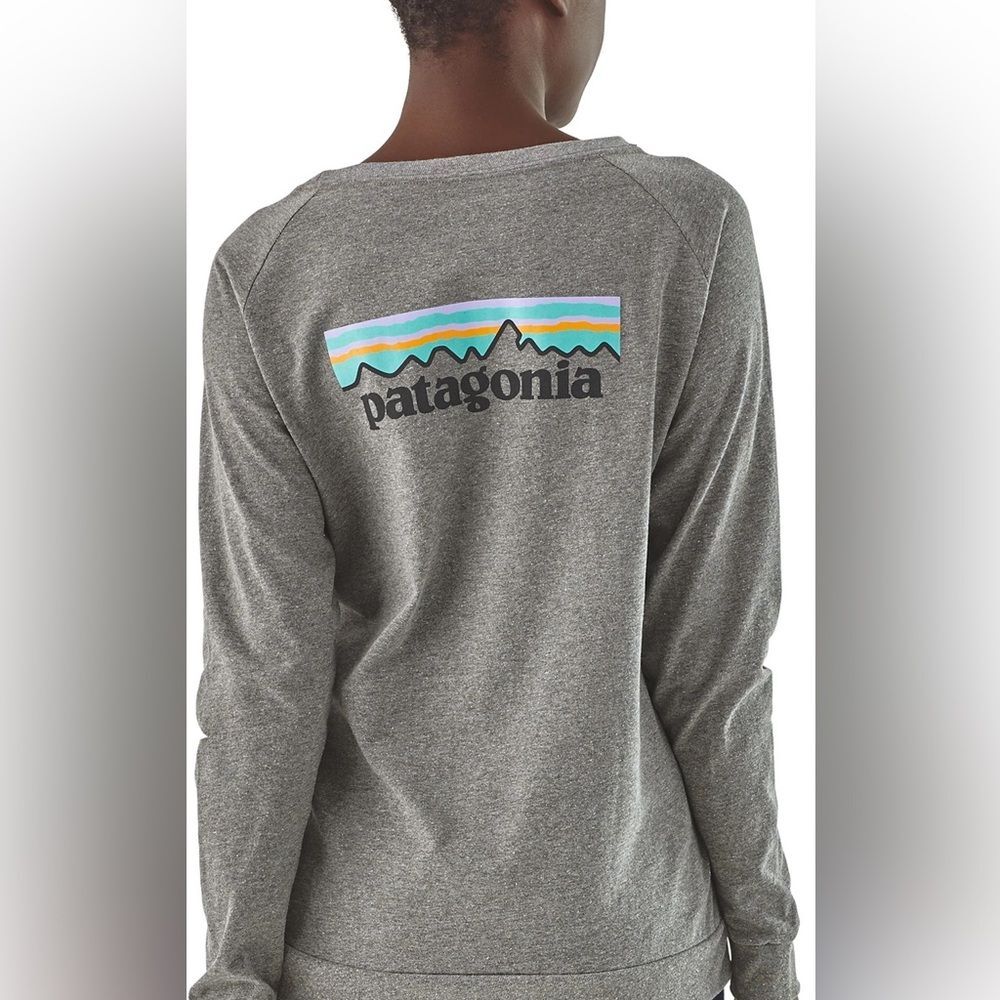 Patagonia Gray Long Sleeve Tee with Logo